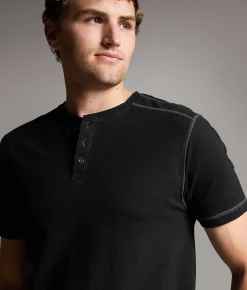 BKE Textured Henley Black Online