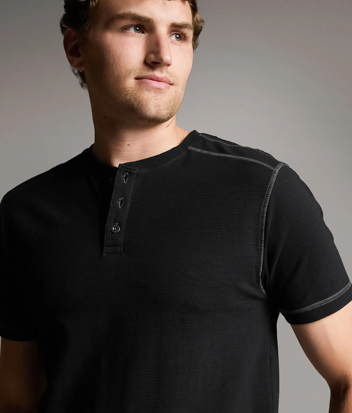 BKE Textured Henley Black Online