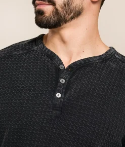 Tops | Buckle Black Textured Henley Black