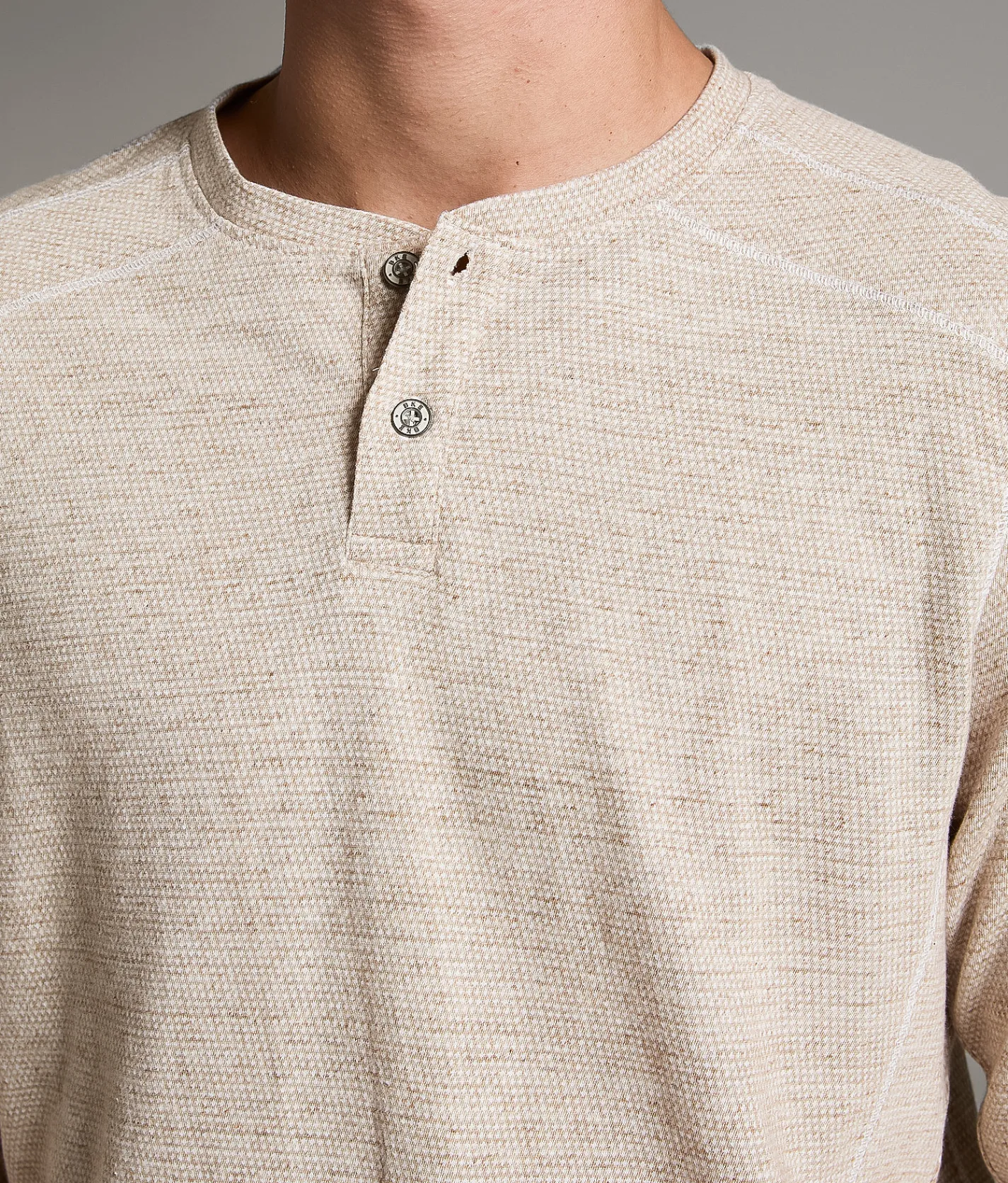Tops | BKE Textured Henley White Light Grey