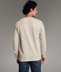 Tops | BKE Textured Henley White Light Grey