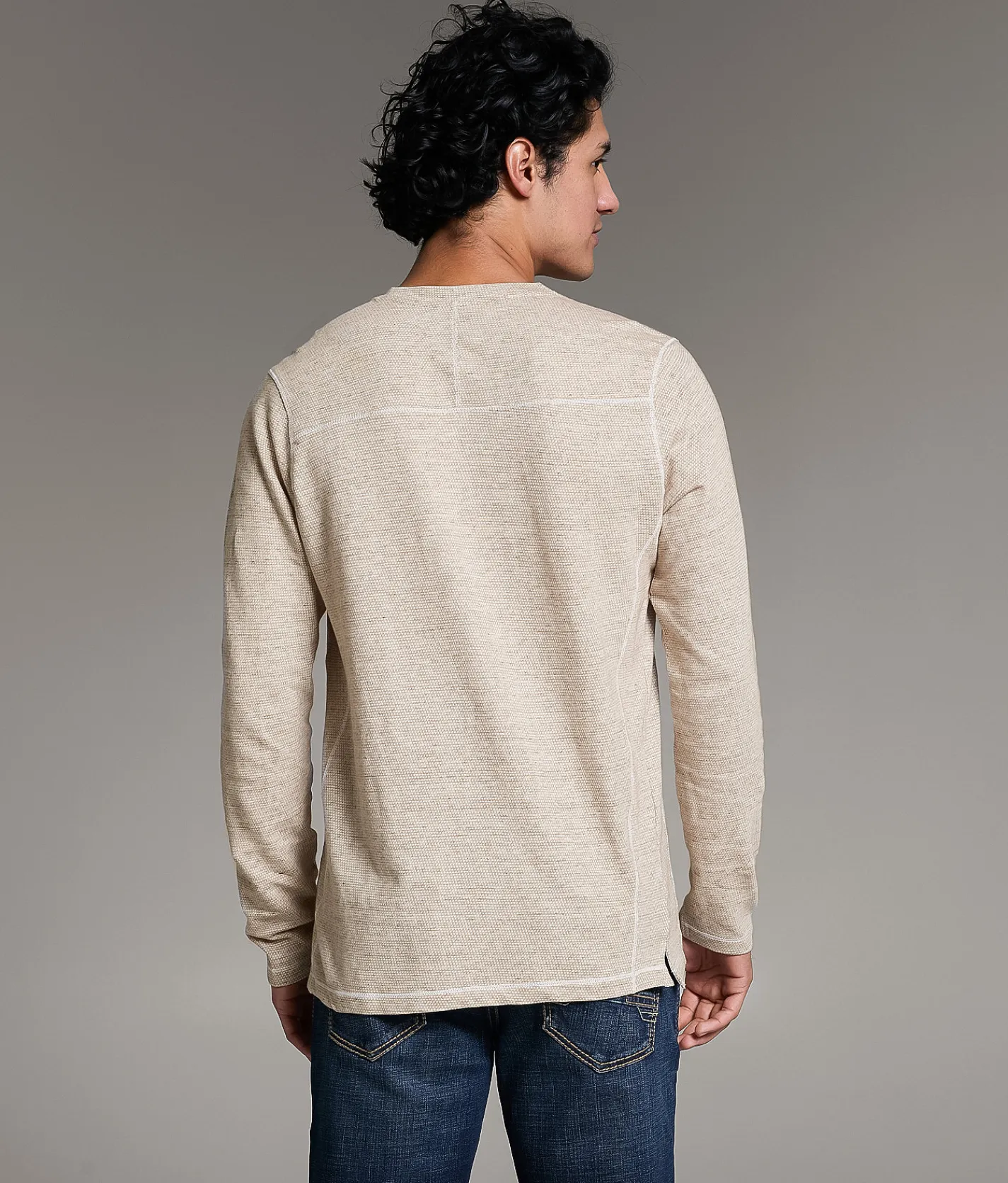 Tops | BKE Textured Henley White Light Grey