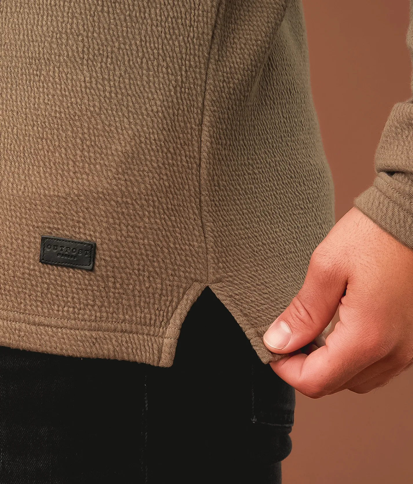 Outpost Makers Textured Henley Castor Grey Clearance