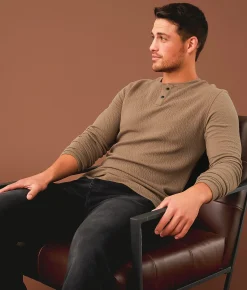 Outpost Makers Textured Henley Castor Grey Clearance