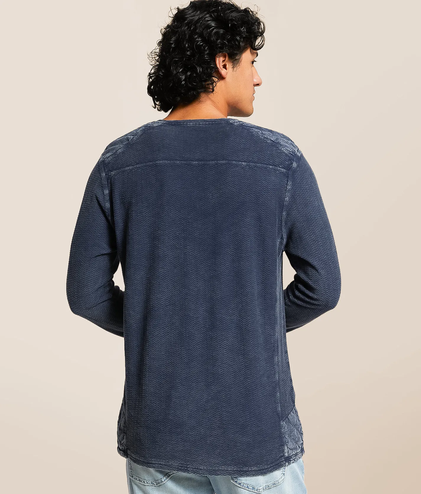 Tops | Buckle Black Textured Henley Navy