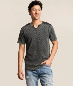 Buckle Black Textured Henley Black Teal Best