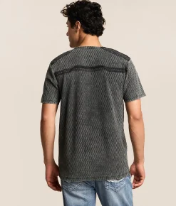 Buckle Black Textured Henley Black Teal Best