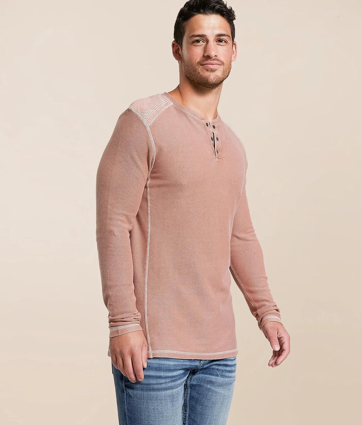 Buckle Black Textured Henley Baked Clay Best