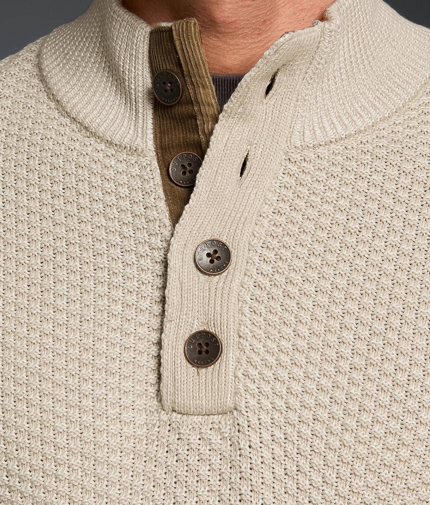 Tops | Outpost Makers Textured Henley Sweater Silver Lining