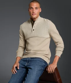 Tops | Outpost Makers Textured Henley Sweater Silver Lining