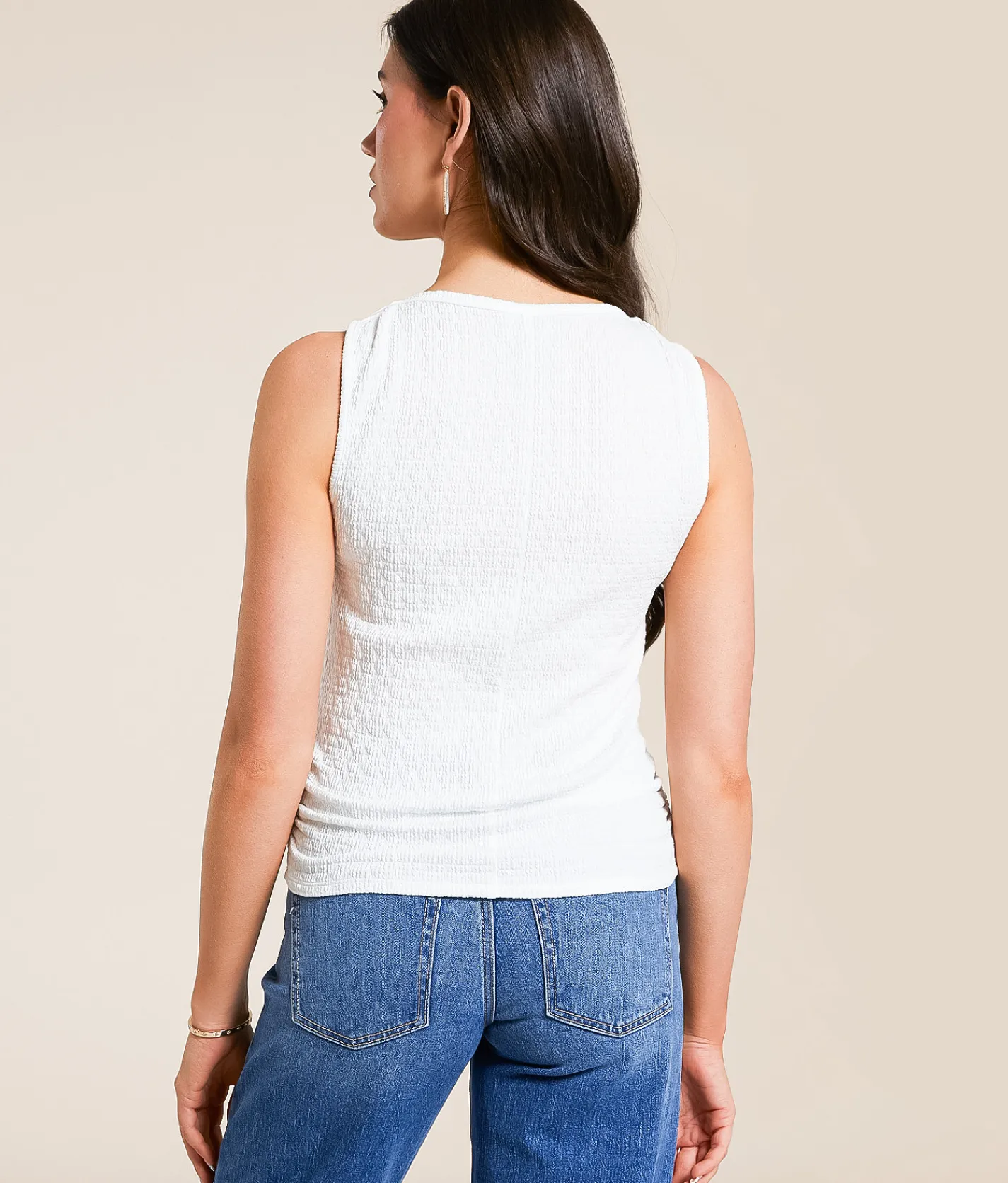 Daytrip Textured High Neck Tank Top Bittersweet Hot