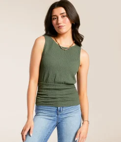 Tops | Daytrip Textured High Neck Tank Top Thyme