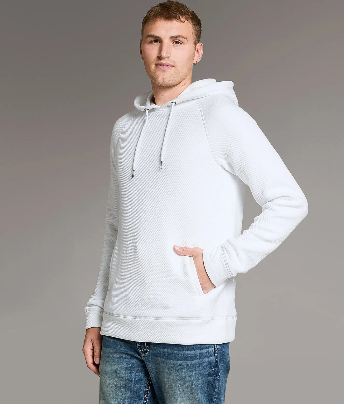 BKE Textured Hoodie White