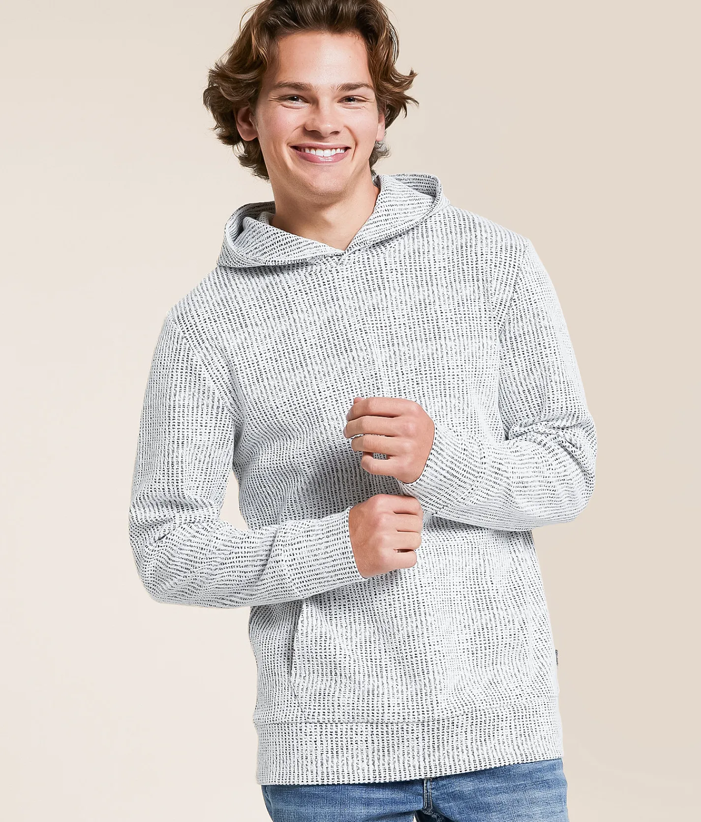 Departwest Textured Hoodie Cream Best
