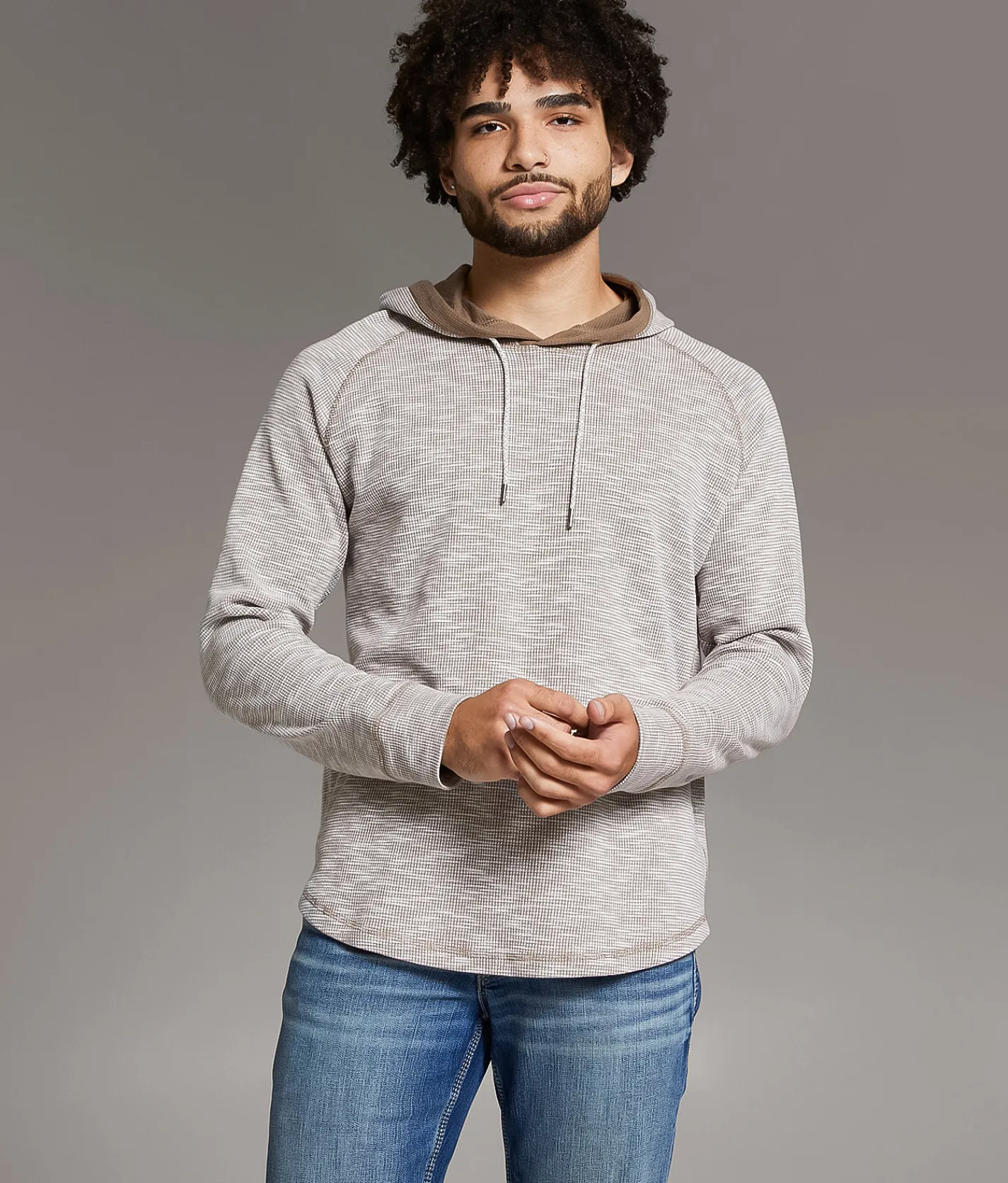 BKE Textured Hoodie Walnut White Best