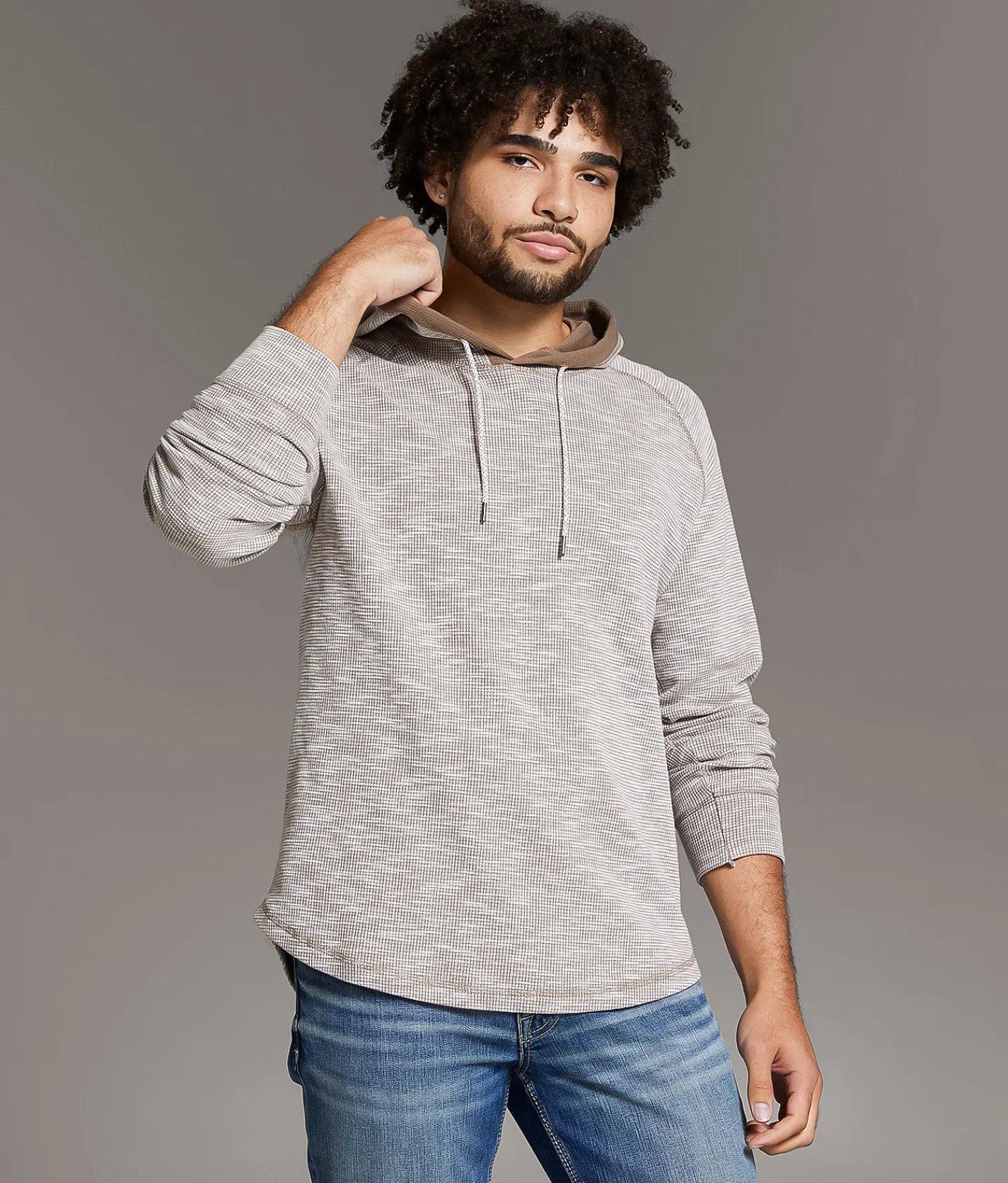 BKE Textured Hoodie Walnut White Best