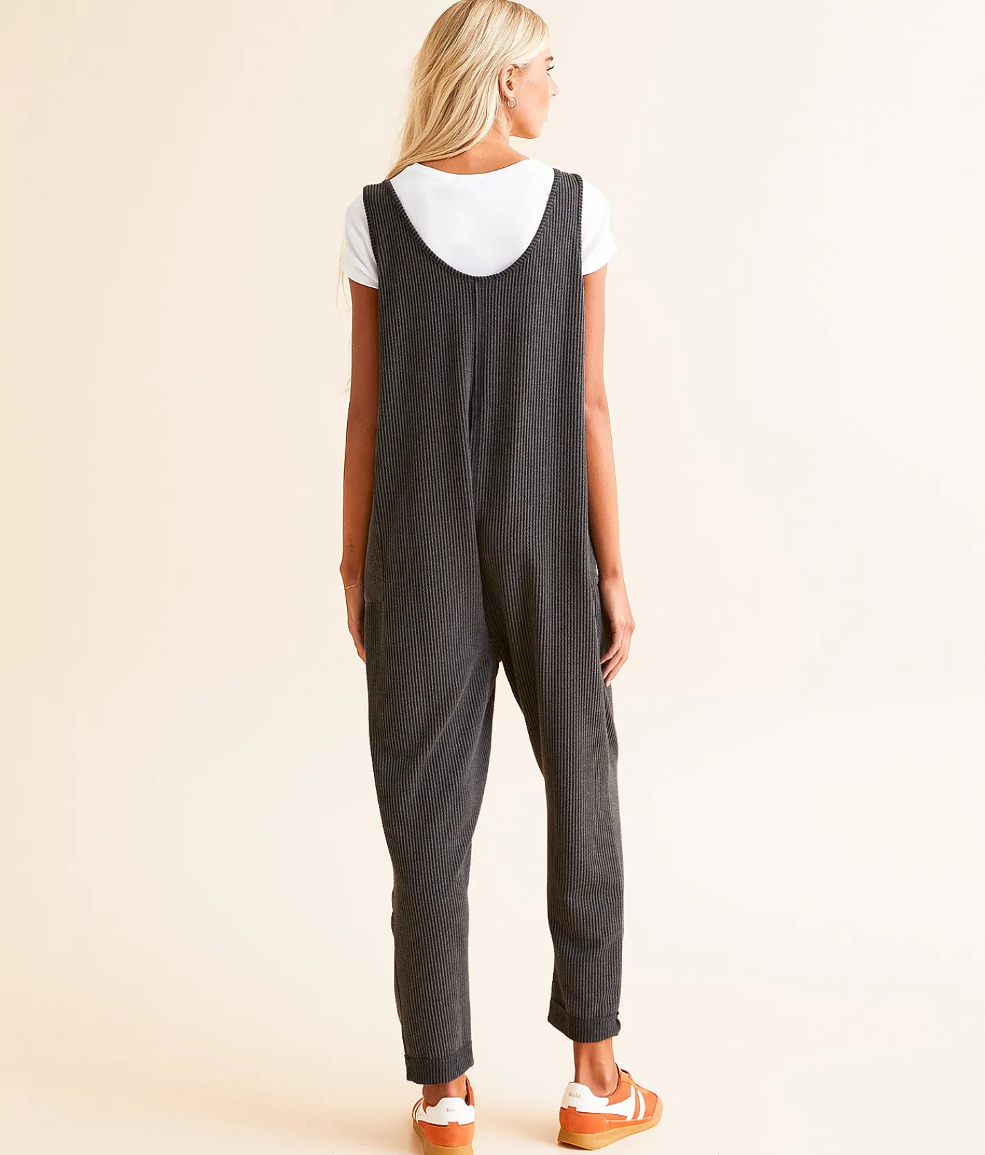 BKE Textured Knit Jumpsuit Charcoal Discount