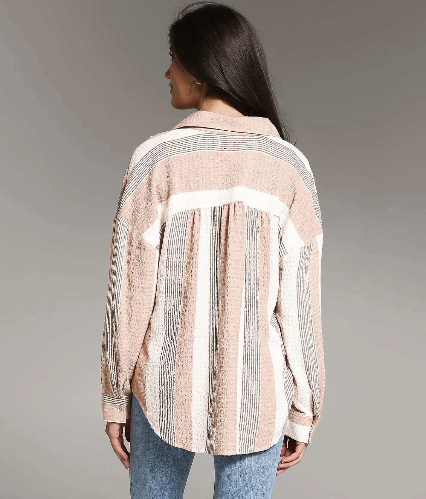 BKE Textured Knit Shirt Tan Cream Black Best