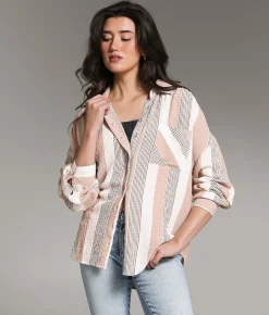 BKE Textured Knit Shirt Tan Cream Black Best