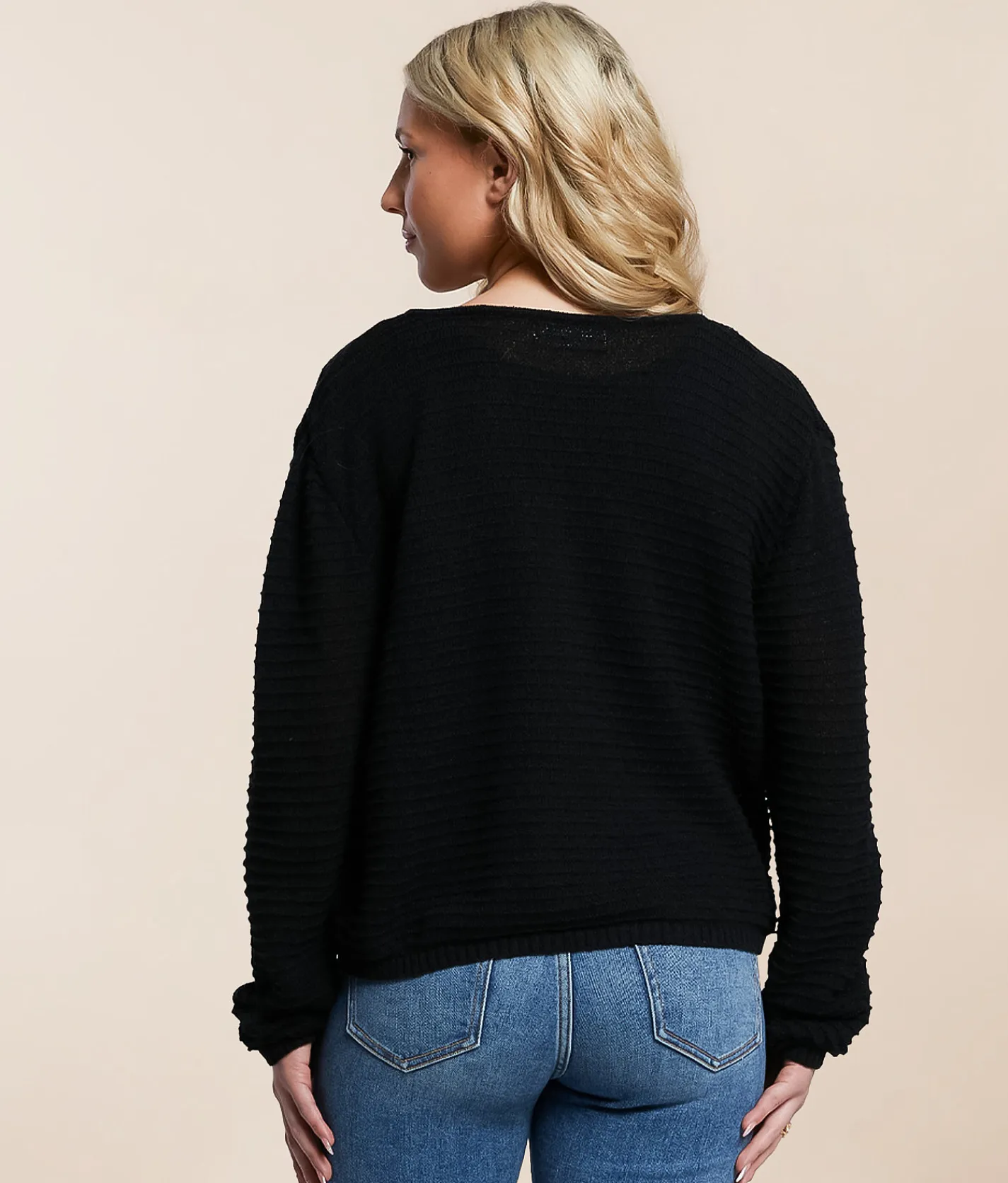 Double Zero Textured Knit Sweater Whip Cream Clearance