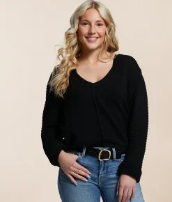 Double Zero Textured Knit Sweater Whip Cream Clearance