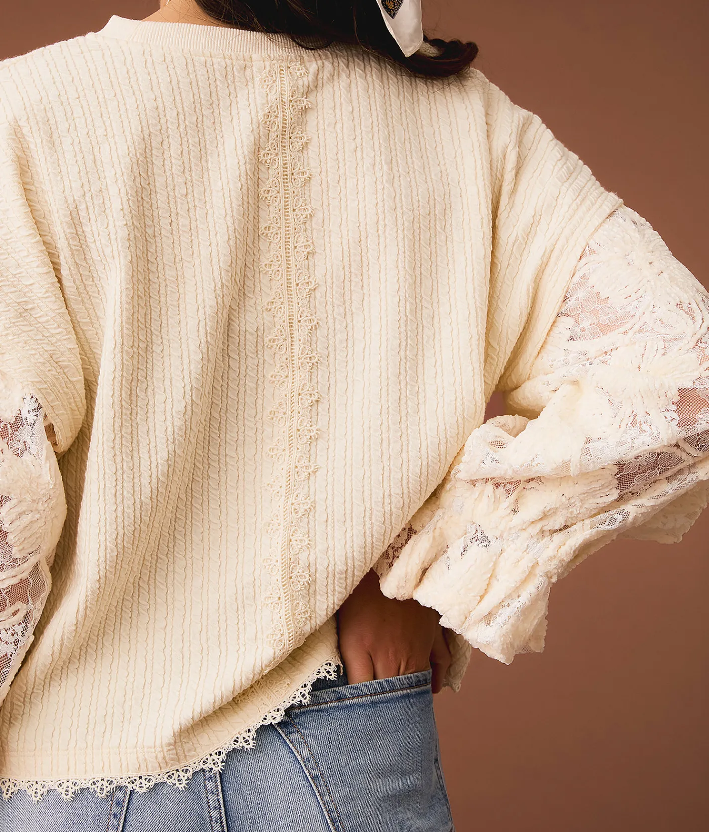 Gimmicks Textured Knit Top Cream Discount