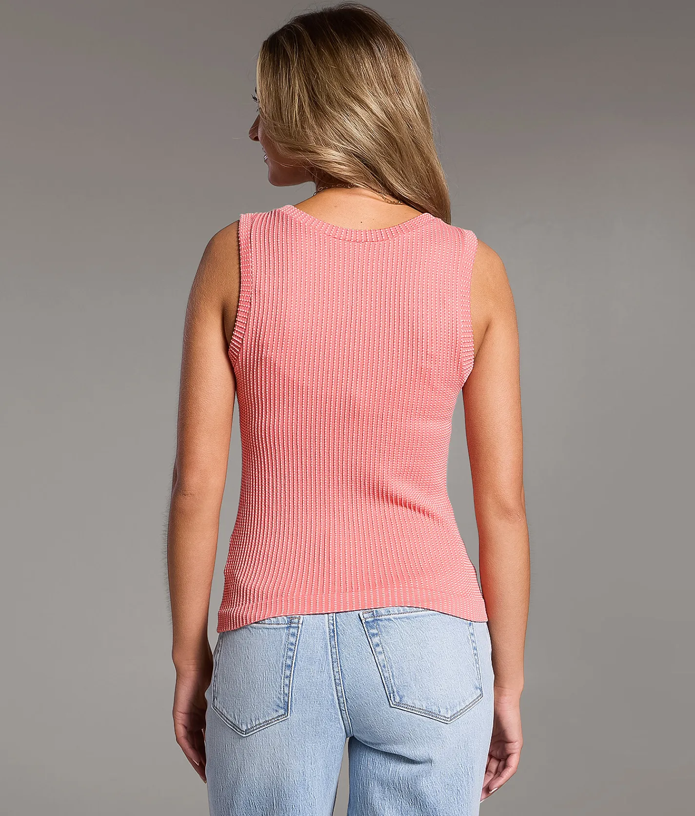 BKE core Textured Notch Neck Tank Top Dark Denim