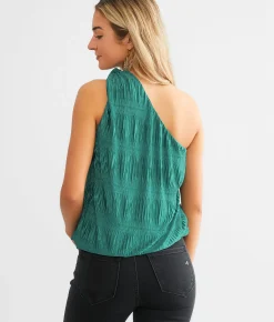 Tops | red by BKE Textured One Shoulder Tank Top Deep Jungle