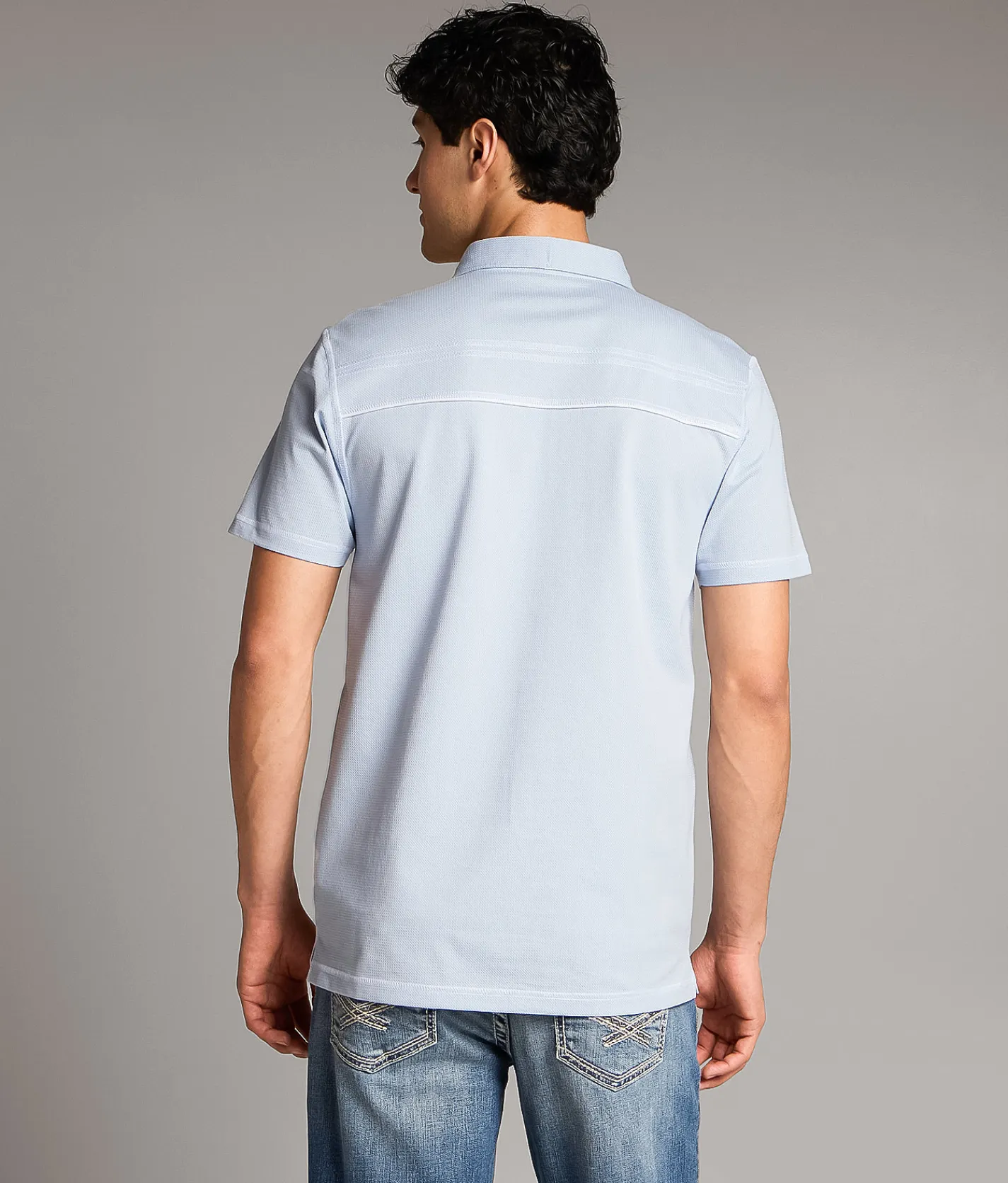 Tops | BKE Textured Polo Light Blue