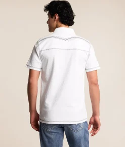 Buckle Black Textured Polo White Online