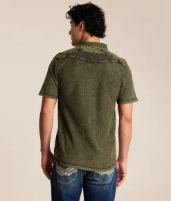 Buckle Black Textured Polo Green New