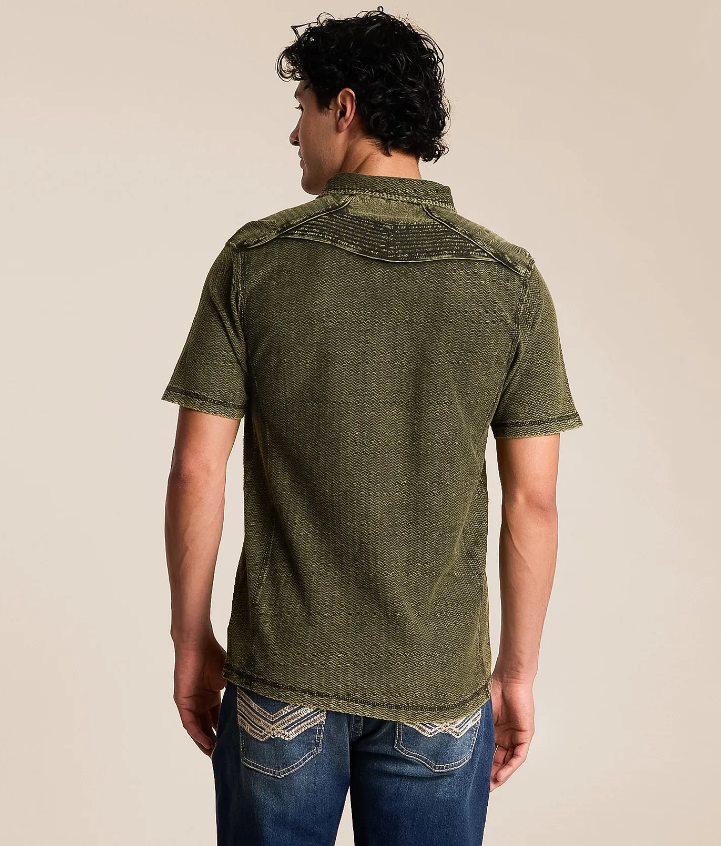 Buckle Black Textured Polo Green New