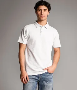 Tops | BKE Textured Polo White Grey