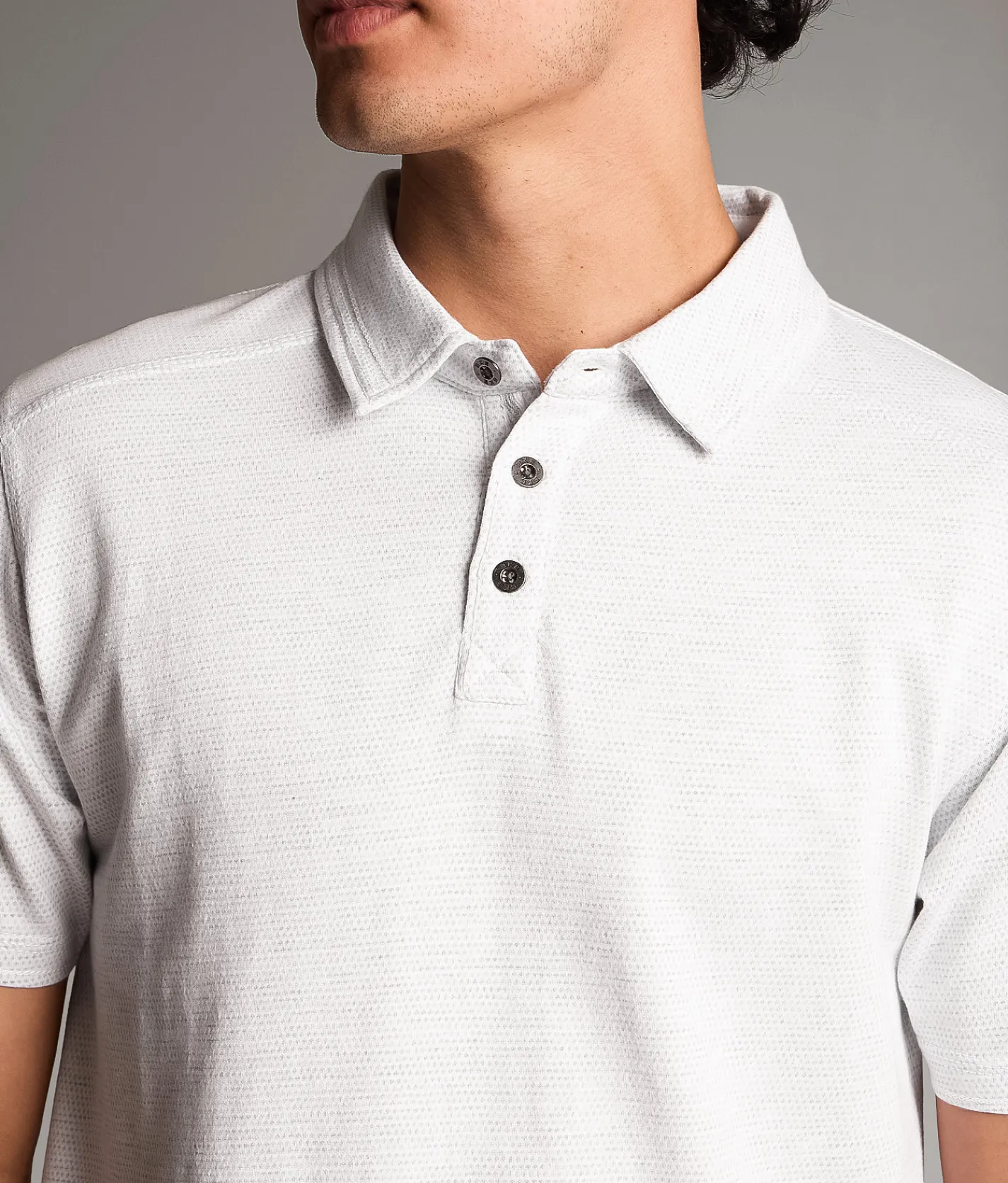 Tops | BKE Textured Polo White Grey