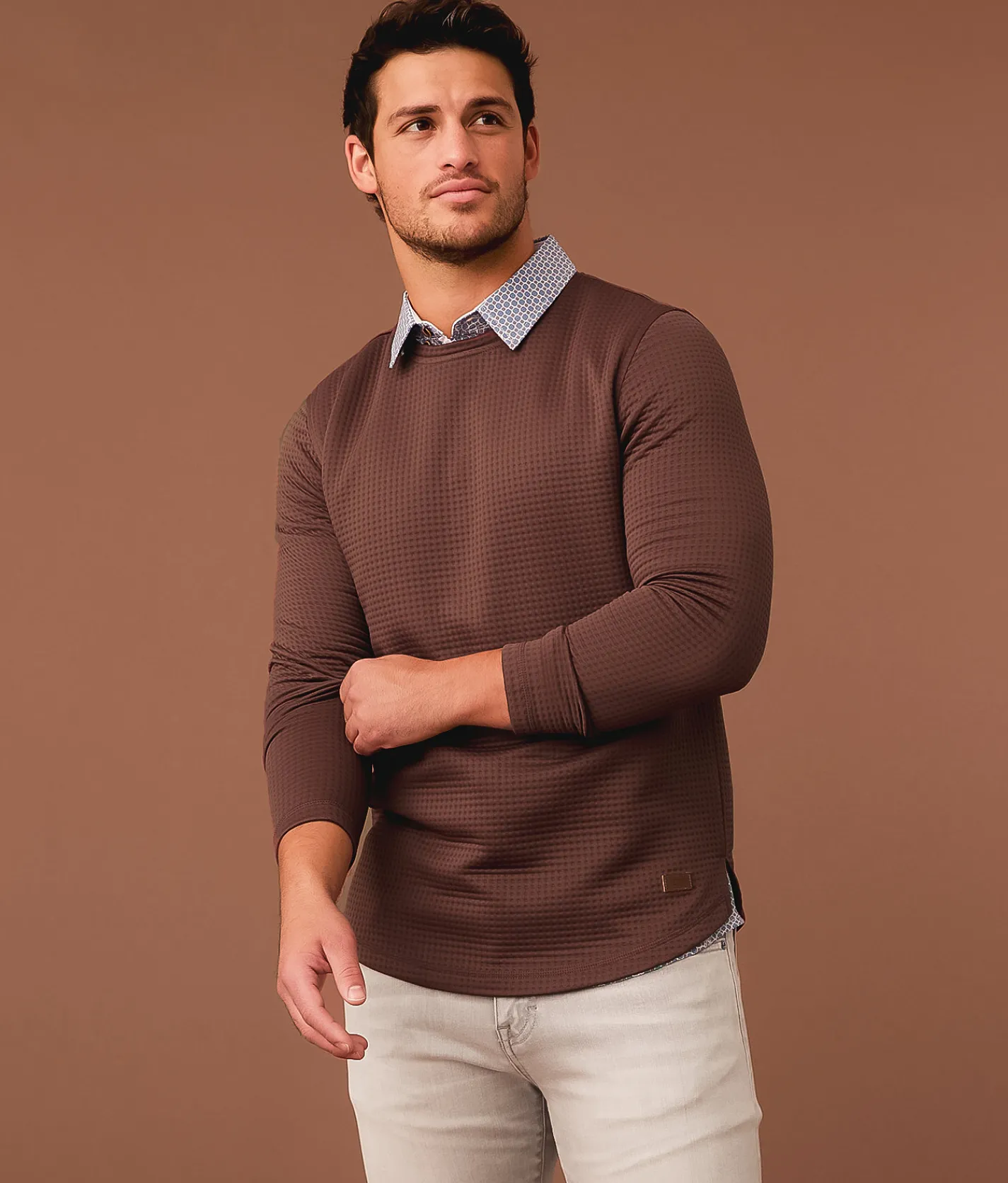 Outpost Makers Textured Pullover Brown Stone Online