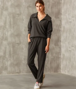 Activewear | Buckle Black Textured Pullover Charcoal