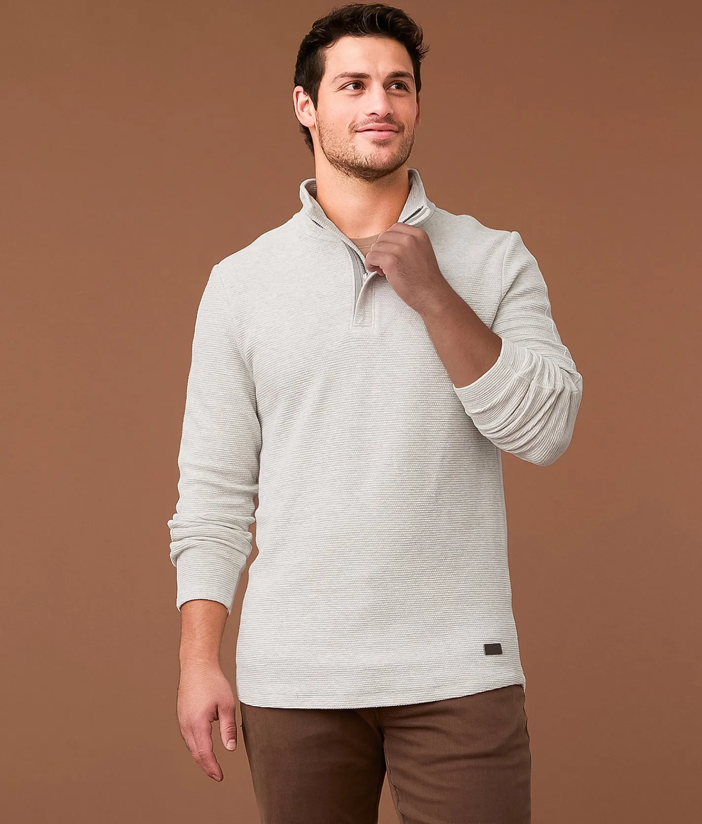 Tops | Outpost Makers Textured Quarter Zip Pullover White Heather