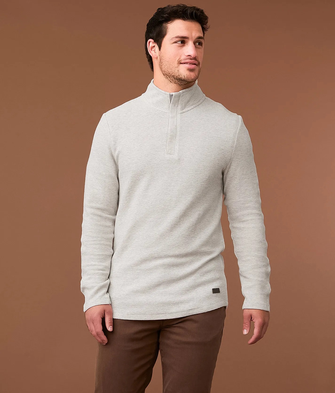Tops | Outpost Makers Textured Quarter Zip Pullover White Heather