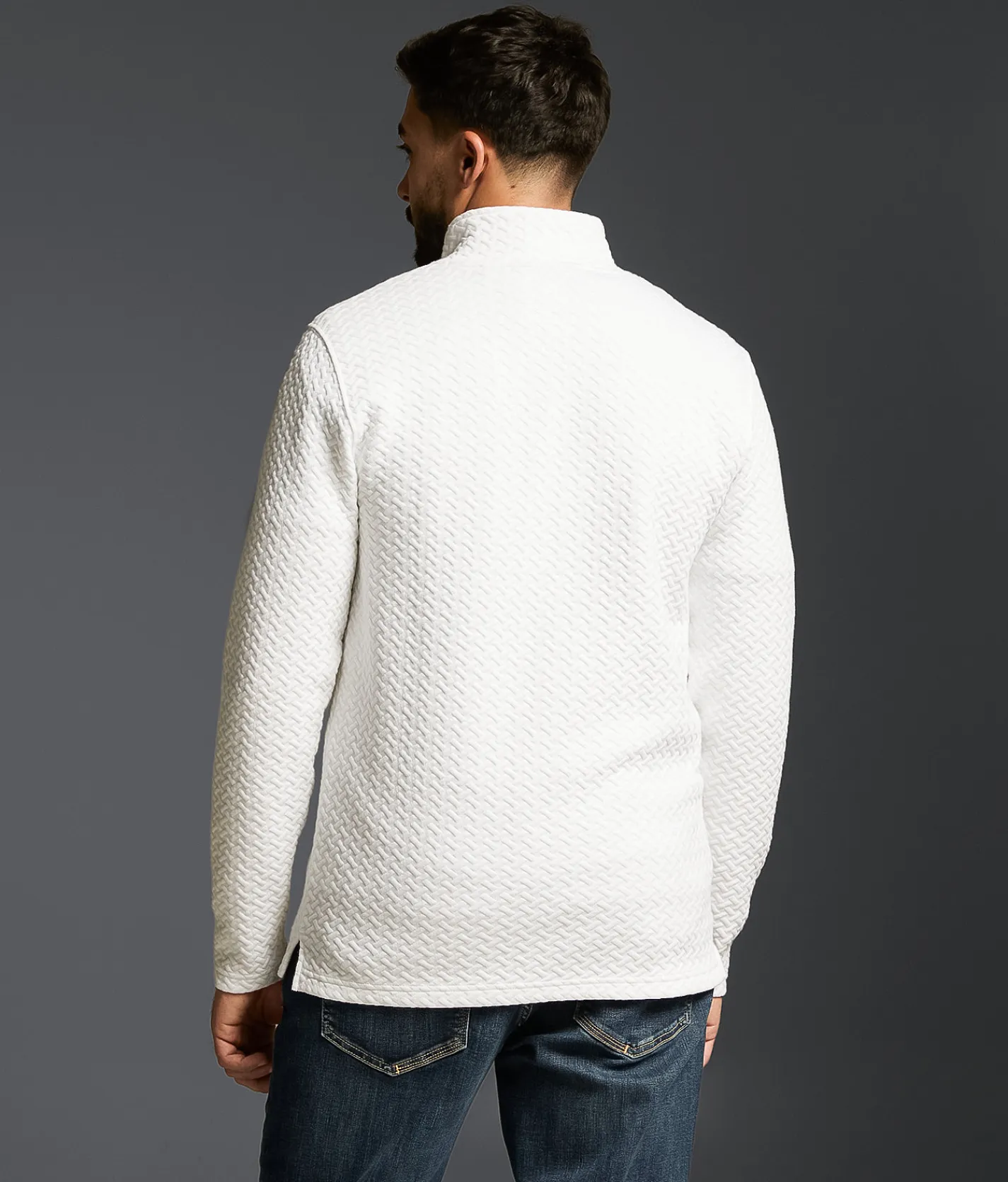 Outpost Makers Textured Quarter Zip Pullover White