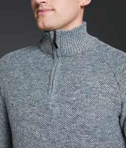 Outpost Makers Textured Quarter Zip Sweater Grey