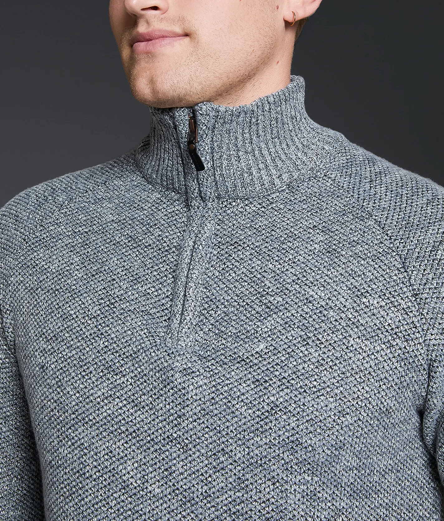 Outpost Makers Textured Quarter Zip Sweater Grey