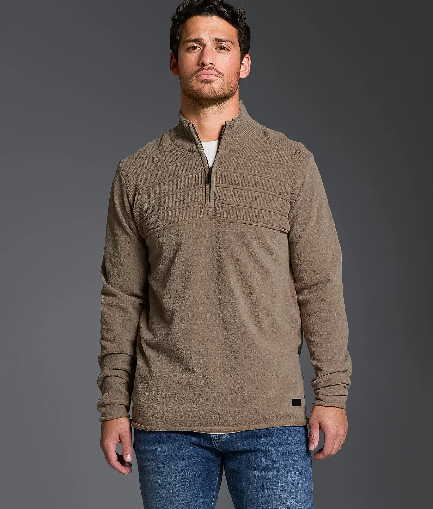 Outpost Makers Textured Quarter Zip Sweater Brindle