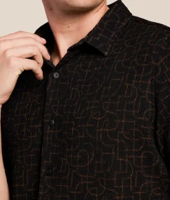 Nova Industries Textured Shirt Black Brown Discount