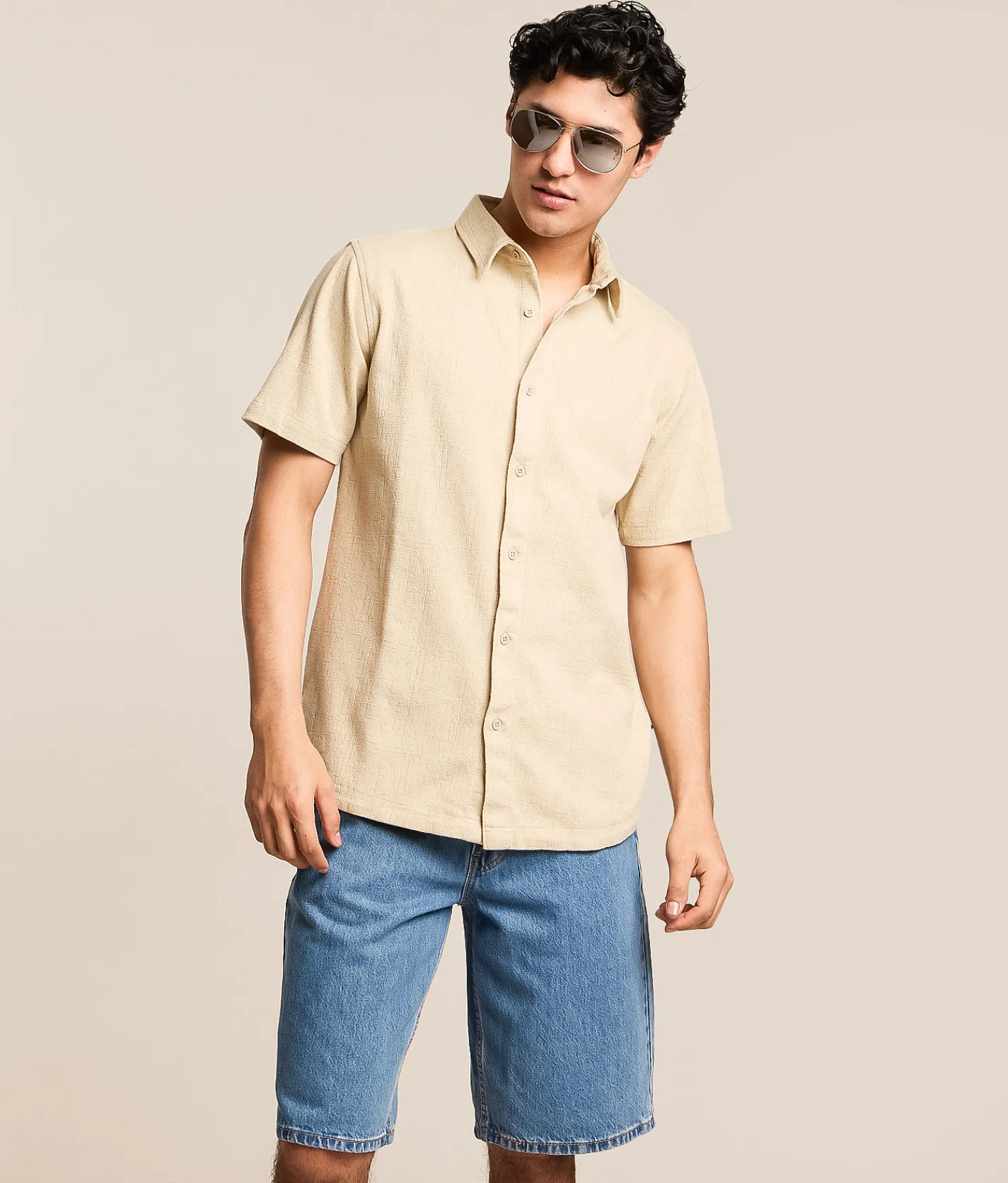 Tops | Nova Industries Textured Shirt Tan