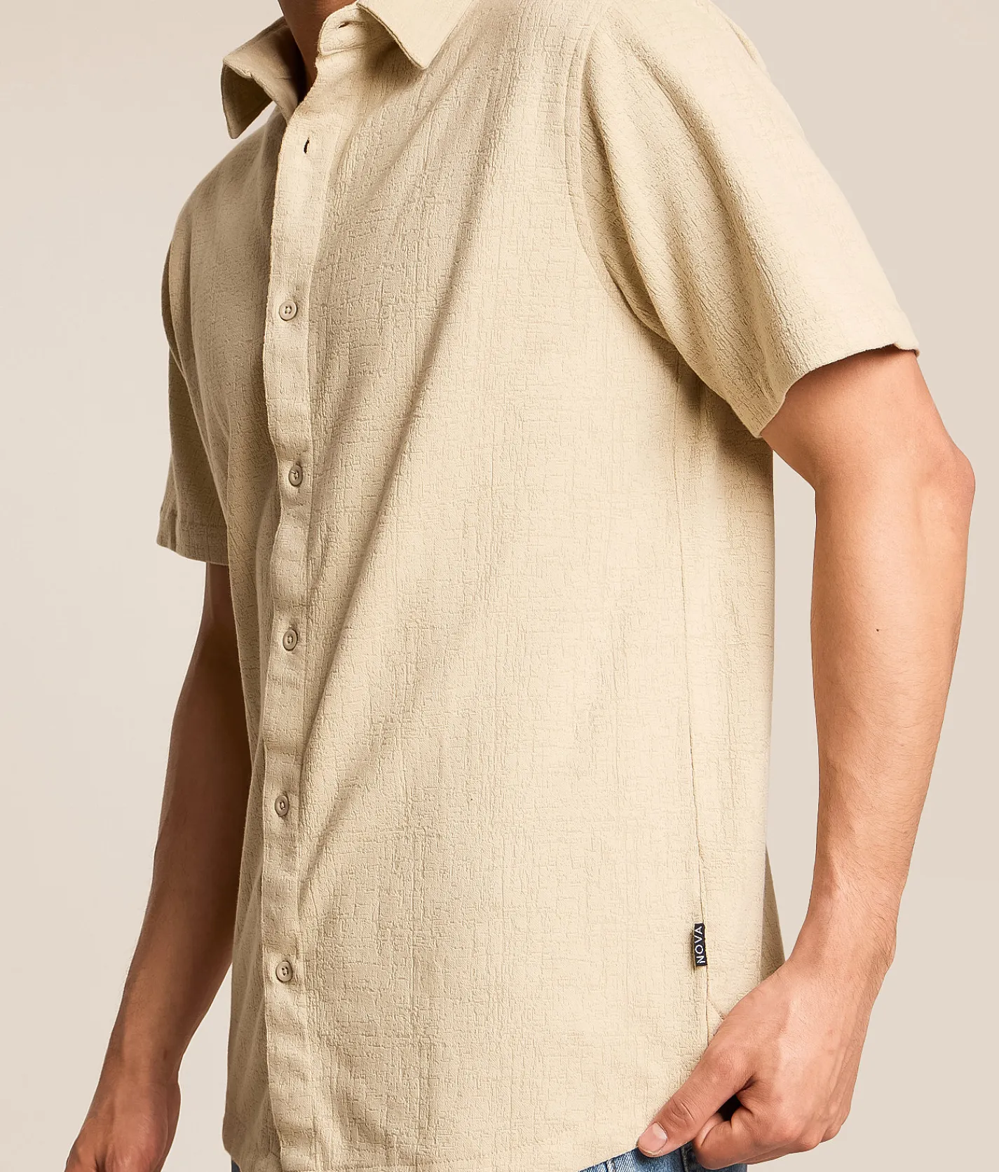 Tops | Nova Industries Textured Shirt Tan