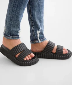 Shoes | Qupid Textured Slide Black
