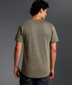Outpost Makers Textured Snap Henley Green Outlet