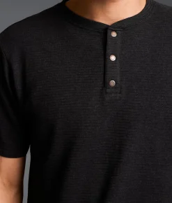 Outpost Makers Textured Snap Henley Black Discount