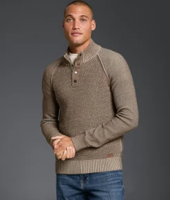 Outpost Makers Textured Snap Henley Sweater Walnut Best