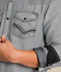 Buckle Black Textured Standard Shirt White Black Best